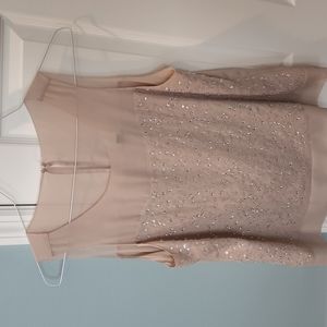 Sequined champagne beige party top by Ann Taylor